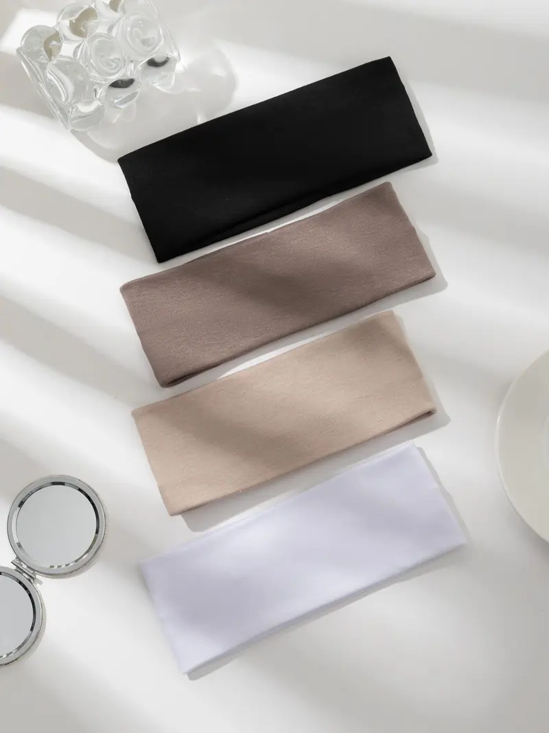 Fashion Solid Color Hair Band (4pcs), High Stretch Sweat-absorbing Hair Band, Daily Hair Accessories for Women & Men, Elastic Headbands