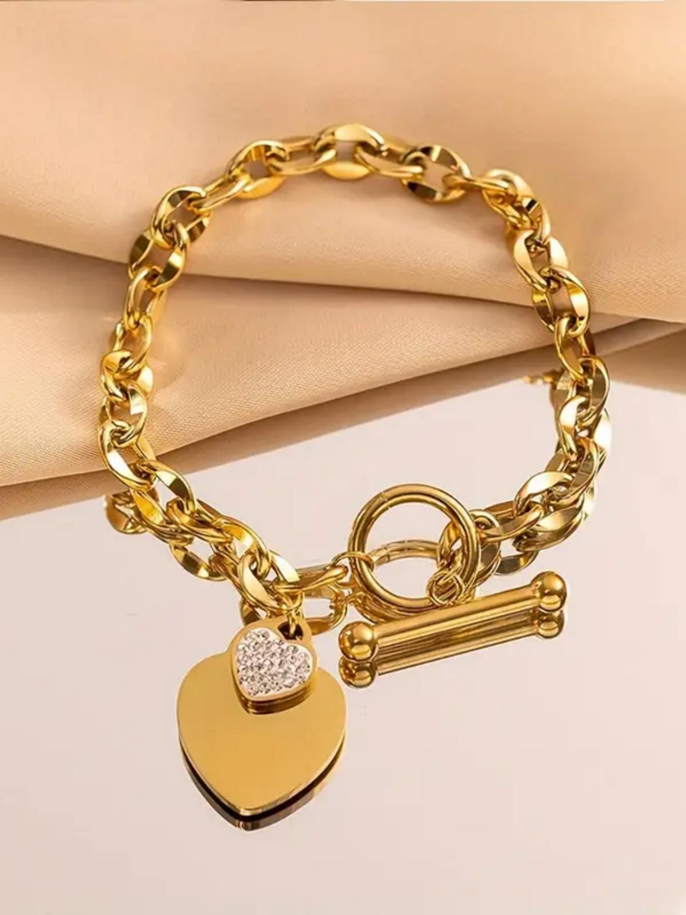 Fashion Heart Stainless Steel Jewelry, Unique OT Buckle Design, Premium Titanium Steel Bracelet for Women, Fade-Resistant Hand Accessory