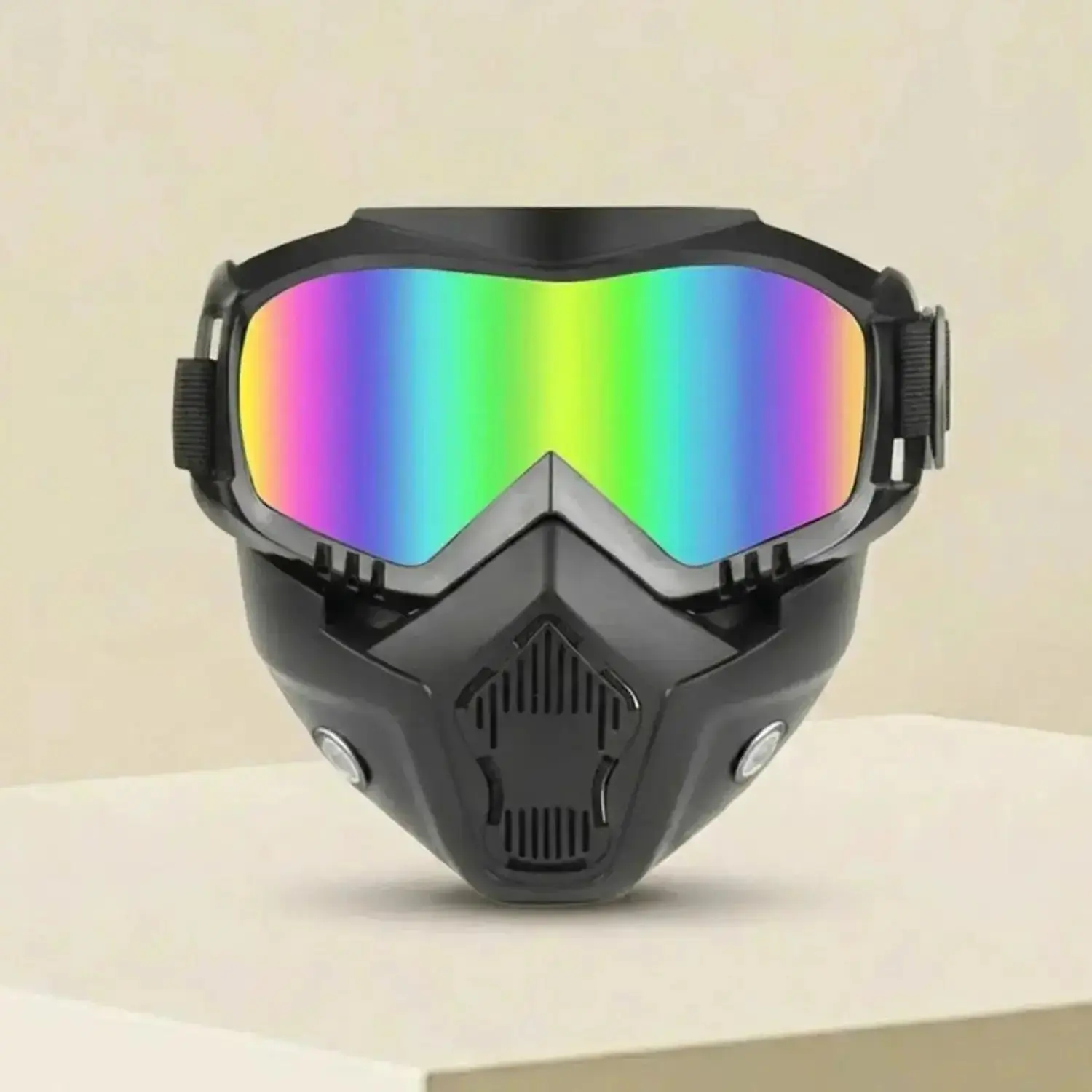 Full Face Shield with Integrated Goggles, Anti-Fog Clear Visor Protective Mask for Outdoor Work & Sports – Dustproof Sandstorm Safety Face Cover with Breathable Design for Cycling, Motorcycling, Construction & Industrial Use, Compatible with Most Helmet T
