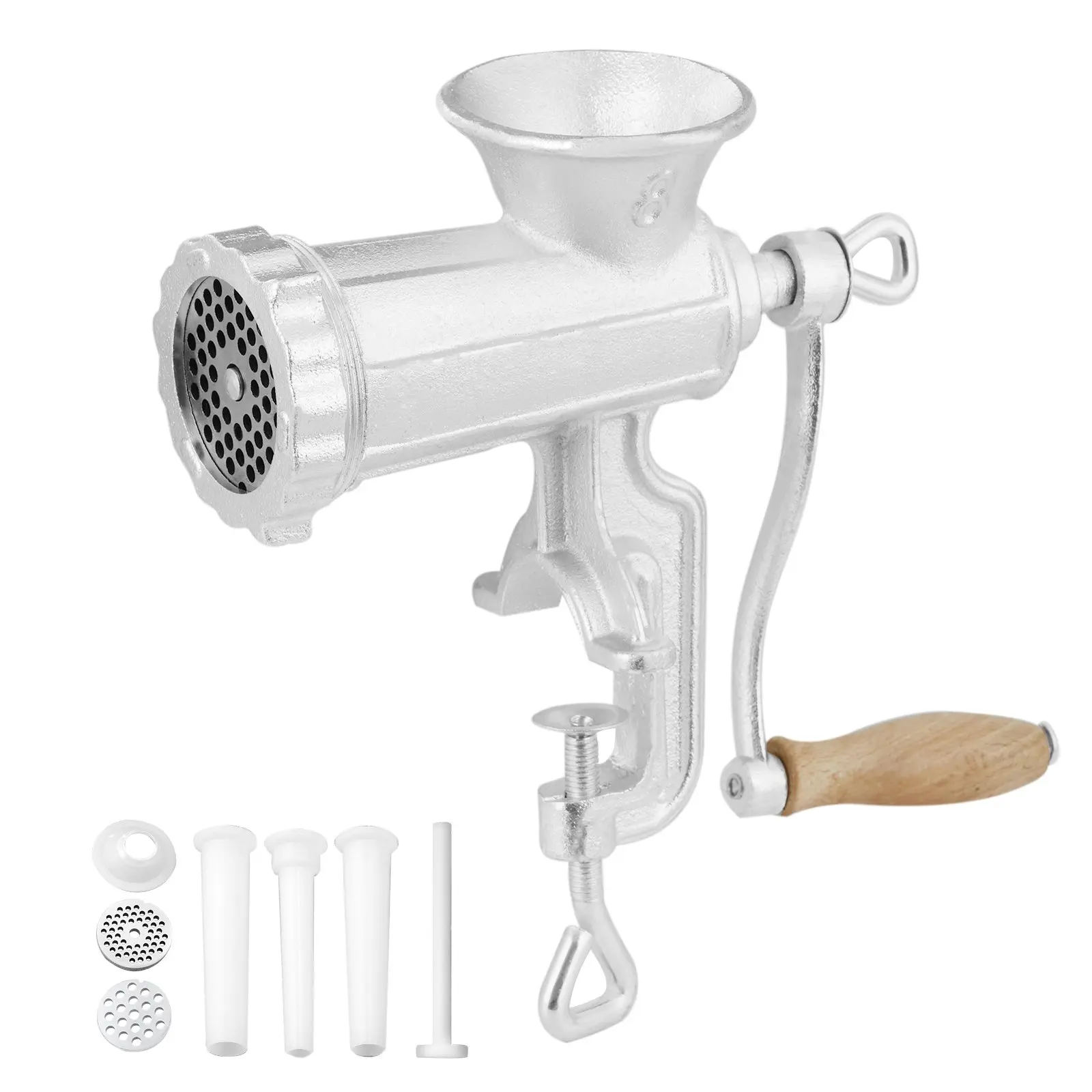 【DealsForYouDays】VEVOR Manual Meat Grinder, Heavy Duty Cast Iron Hand Meat Grinder with Steel Table Clamp, Meat Mincer Sausage Maker with 1 Cutting Blade, 2 Cutting Plates, 3 Sausage Tubes for Beef Pepper Mushroom
