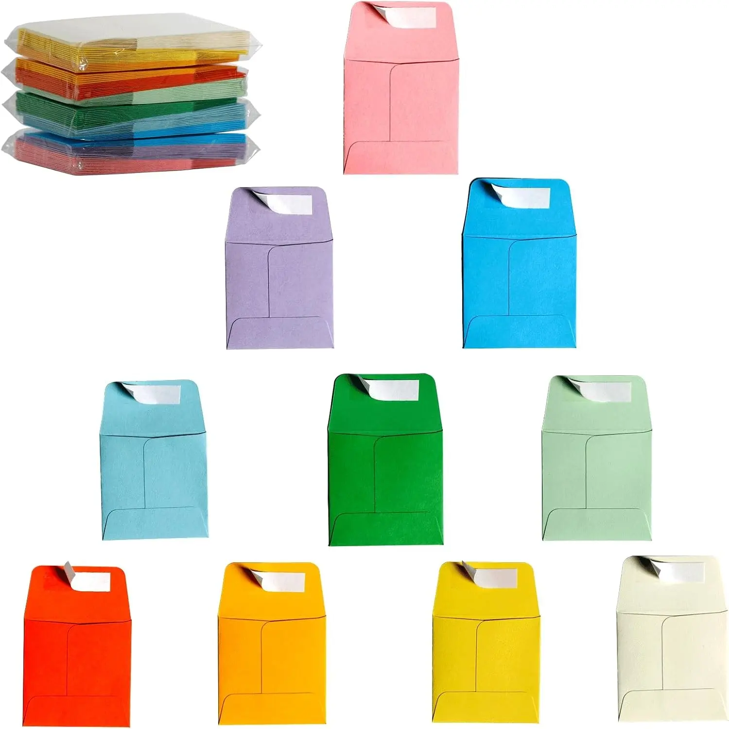 2 x 2 Inches Tiny Coin Envelopes Self Seal 128-Count Mini Envelopes Bulk Small Envelope Pockets for Seeds colorful