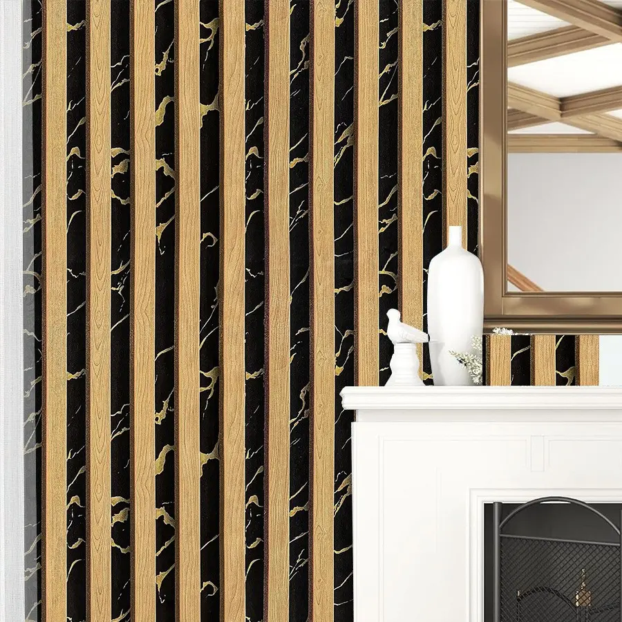 Self-Adhesive Grid Wallpaper Roll, Removable Wall Sticker for Ceiling, Kitchen, Bedroom, Office, Durable Wood Grain Wallpaper