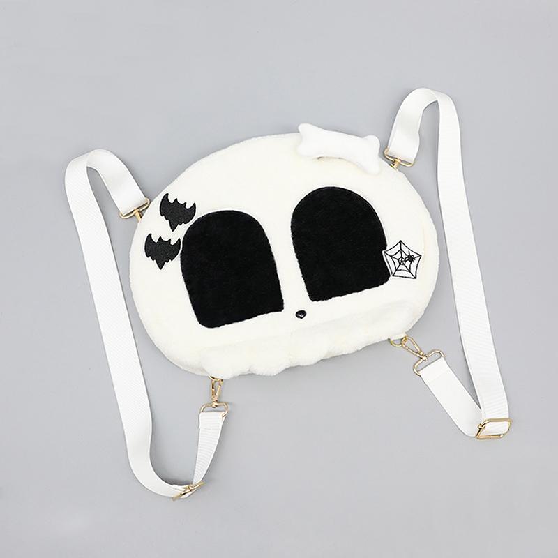 Gothic Skull Shape Japan Cute Plush bag White Bone Demon Girls Comic Backpack Cartoon Bags Anime Daily Bag Halloween Party Gift