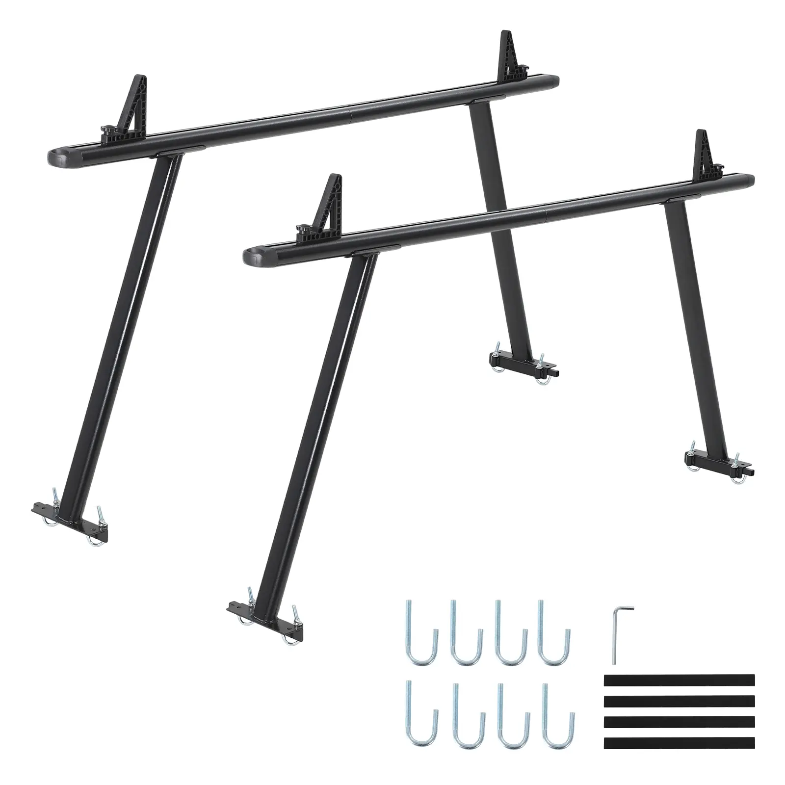 Adjustable Aluminum Truck Ladder Rack - Heavy Duty 1000 LB Capacity No-Drill Crossbars, 35.4–71" Adjustable Width 2-Bar Utility Rack for Pickup, Kayaks, Lumber & Ladders, Black
