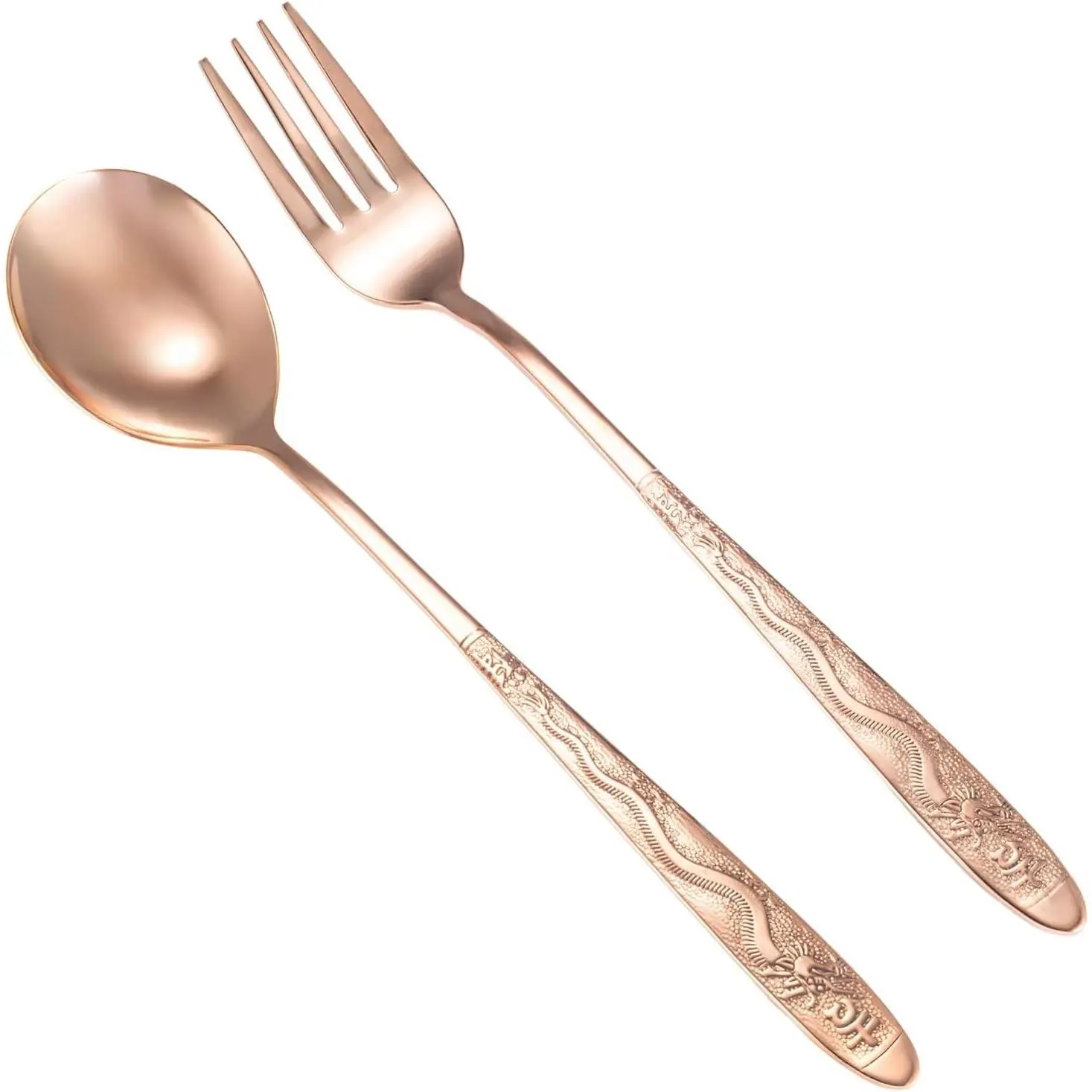 99.99% Pure Copper Cutlery Set, Chinese Symbolic Dishwasher-Safe Flatware, Home Kitchen & Wedding Use Tableware (1 Type)