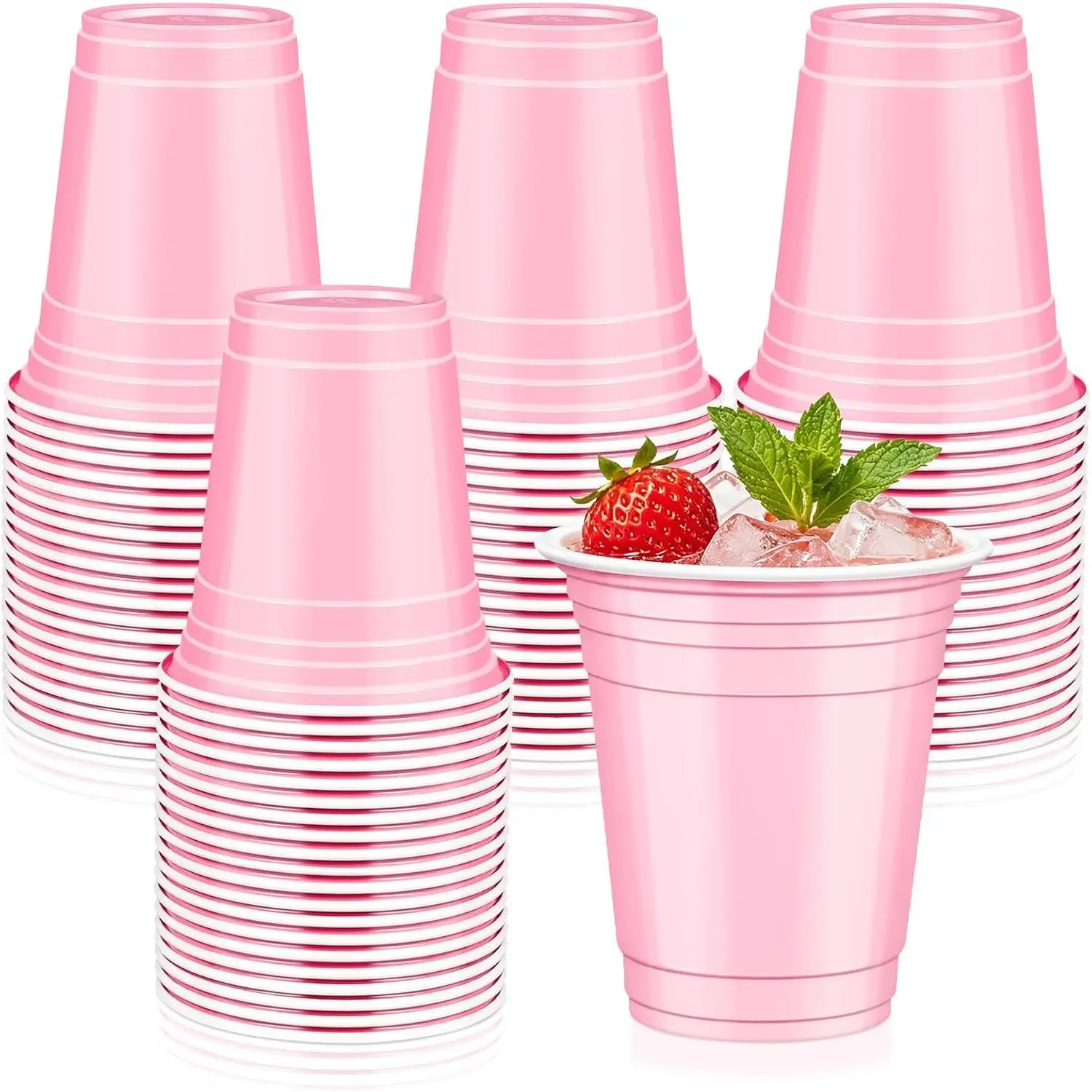 12oz Colorful Disposable Plastic Drinking Cups Set, 50-Count Light Bulk Cups for Party Colors Themed Gatherings, Thanksgiving, Weddings, Birthday