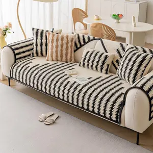 Geometric Pattern Sofa Cover, 1 Count Non-slip Elastic Washable Sofa Slipcover, Waterproof Sofa Cover, Dustproof Couch Covers for Home Living Room, Jacquard Couch Covers, Bedroom Accessories, Fabric Cover Set