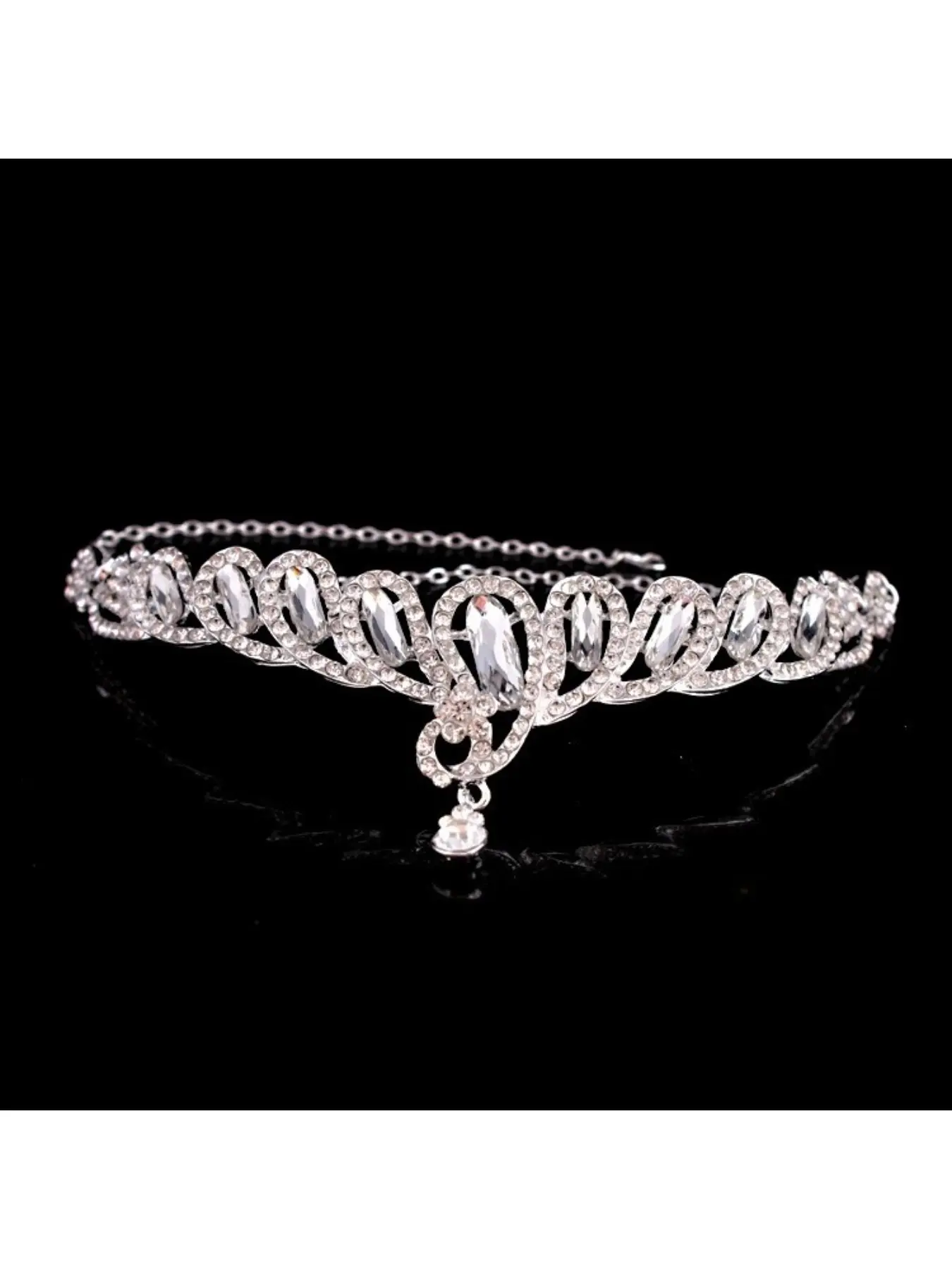 Korean-style Bride Crown Forehead Accessory Gradient Rhinestone Wedding Headpiece Forehead Jewelry Bridal Wedding Dress Accessories Alloy Tiara