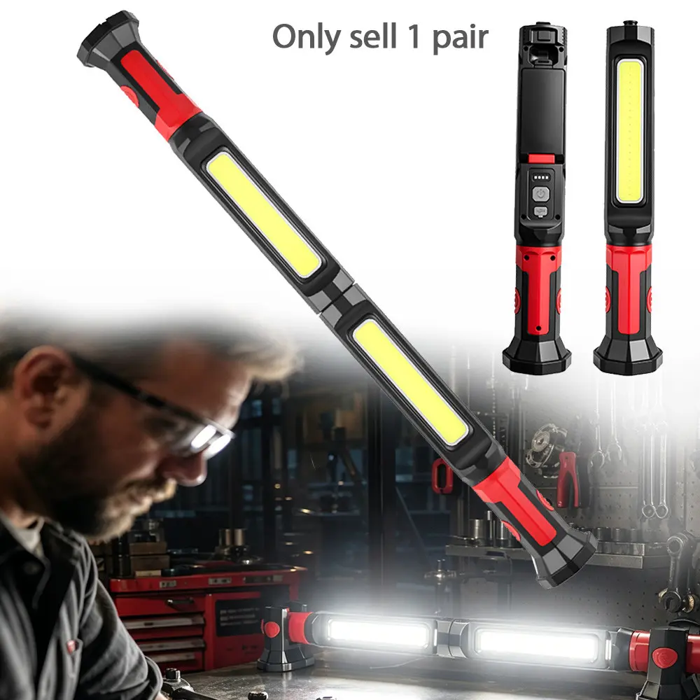 All-in-One Portable Work Light! Magnetic Rechargeable LED Flashlight & Inspection Lamp, 360° Rotatable Base + Dual Lighting Modes, Waterproof, Great for Car Repair/Garage, Super Practical Tool Gift for Men!
