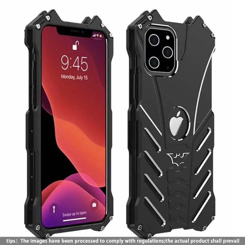 Metal Batman Cutout Design Heat Dissipation Creative Anti-Drop Phone Case, Compatible with iPhone 16 Pro Max 15 14 13 12 11