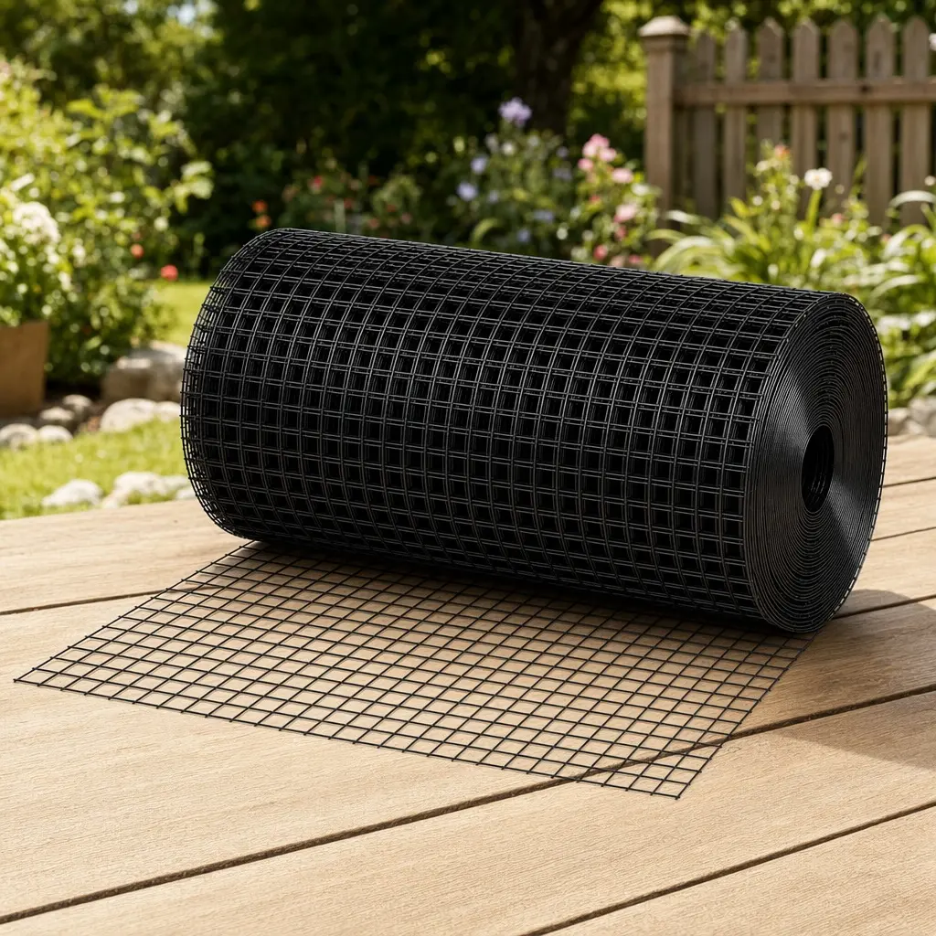 24in x 50ft Black Heavy-Duty Low-Carbon Iron Corrosion-Resistant Welded Wire Mesh Fence Roll (15.87 lb), 1/2in Hardware Cloth for Outdoor Gardening Plant Fencing, Home Backyard Protection, Steel