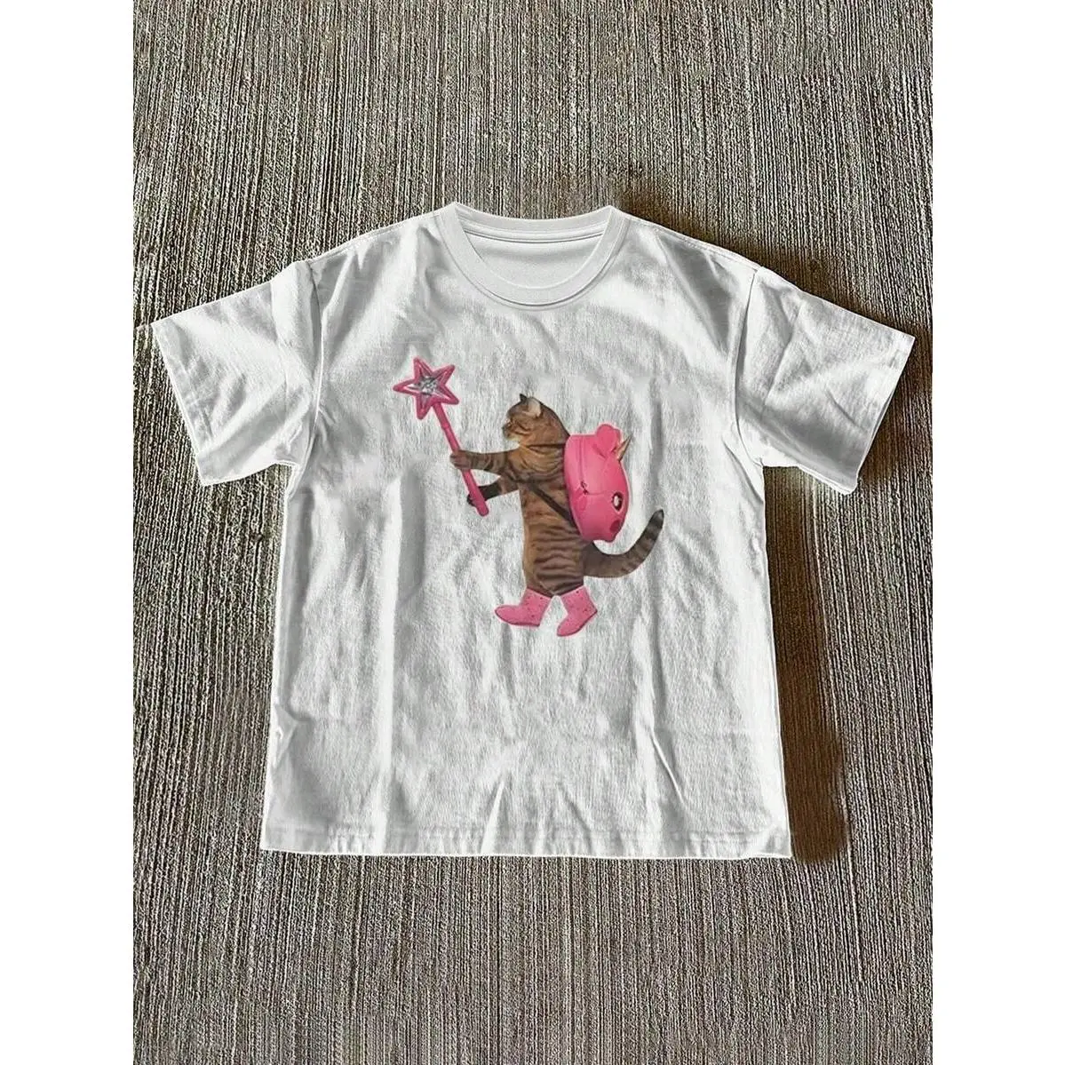 SHEIN Women's Cat Print Round Neck Short Sleeve Casual T-Shirt.............