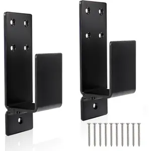 2 Pack Door Barricade Brackets, Heavy Duty Drop Open Bar Holder,  Door Brackets for , Barn, Shed, Garage, Indoor, Outdoor, Fits 2 x 4 Lumber