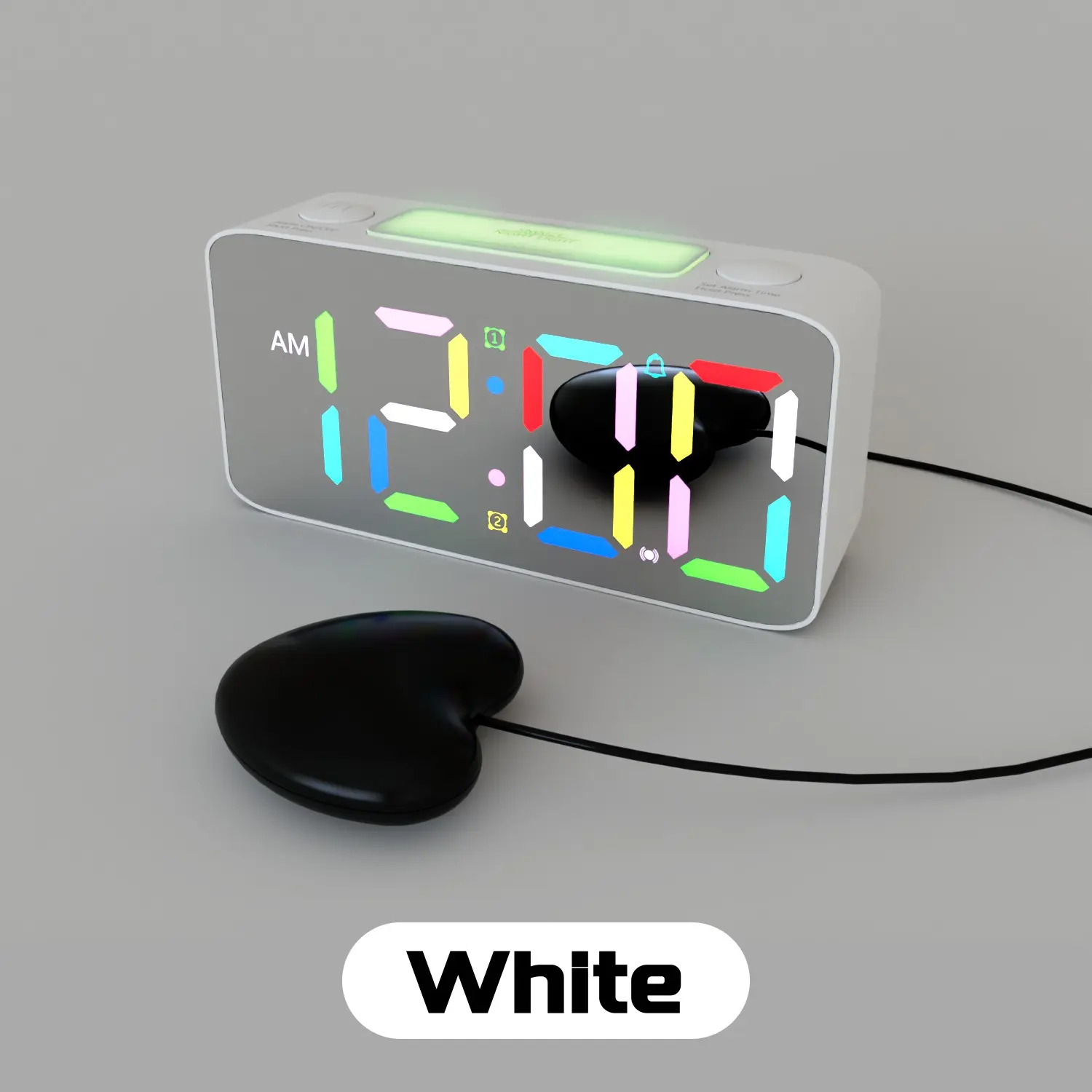 Heart-Shaped Vibration Alarm Clock, 15 Colors, Large Sound and Text Screen, Dual Alarms, Mirror Screen, Home Decor, No Battery Included