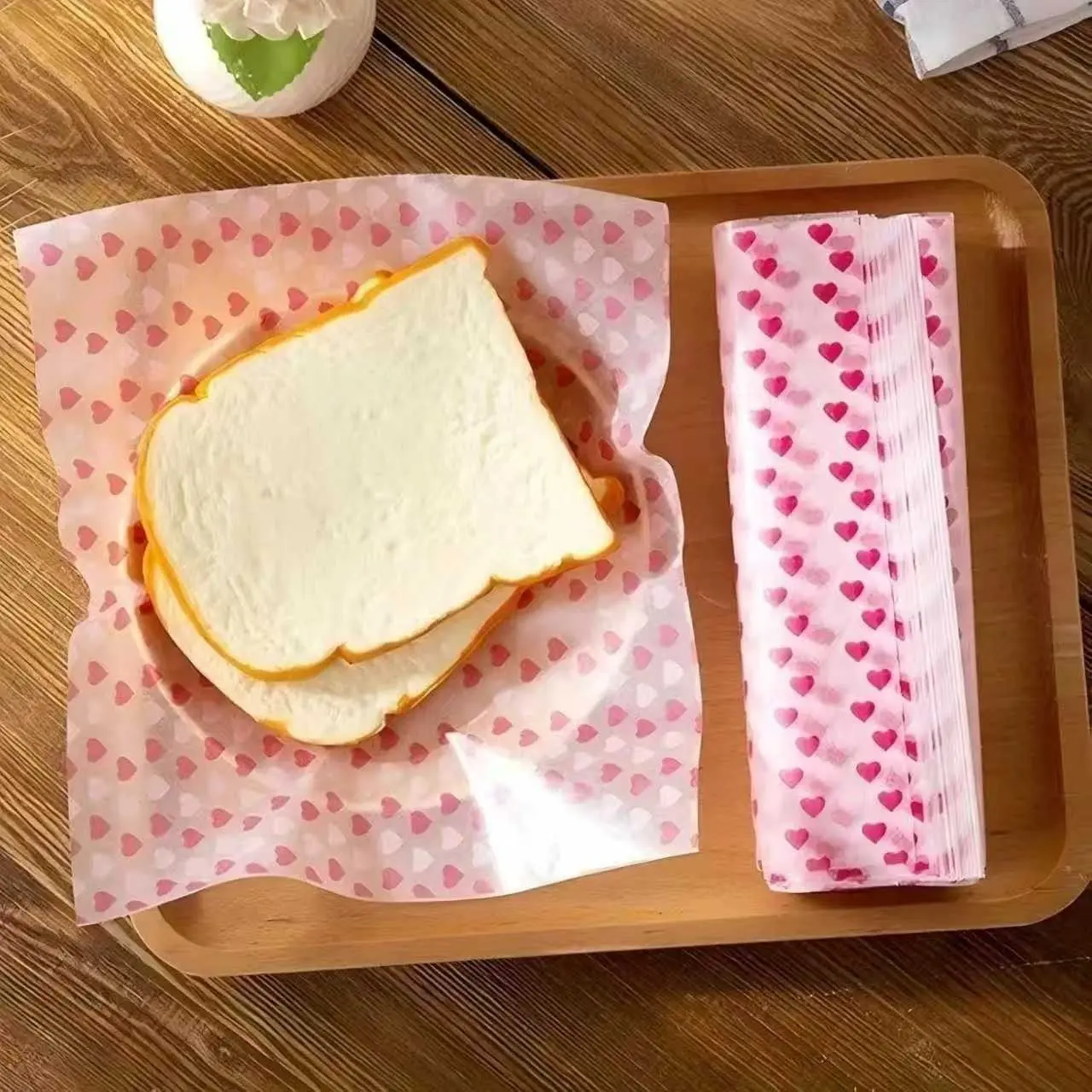 50 Pcs Sheets - Deli Paper, Sandwich Wrap, Candy & Cookie Wraps - Waterproof, Oil-proof Picnic Basket Liners with Heart Pattern for Kitchen & Handmade Food