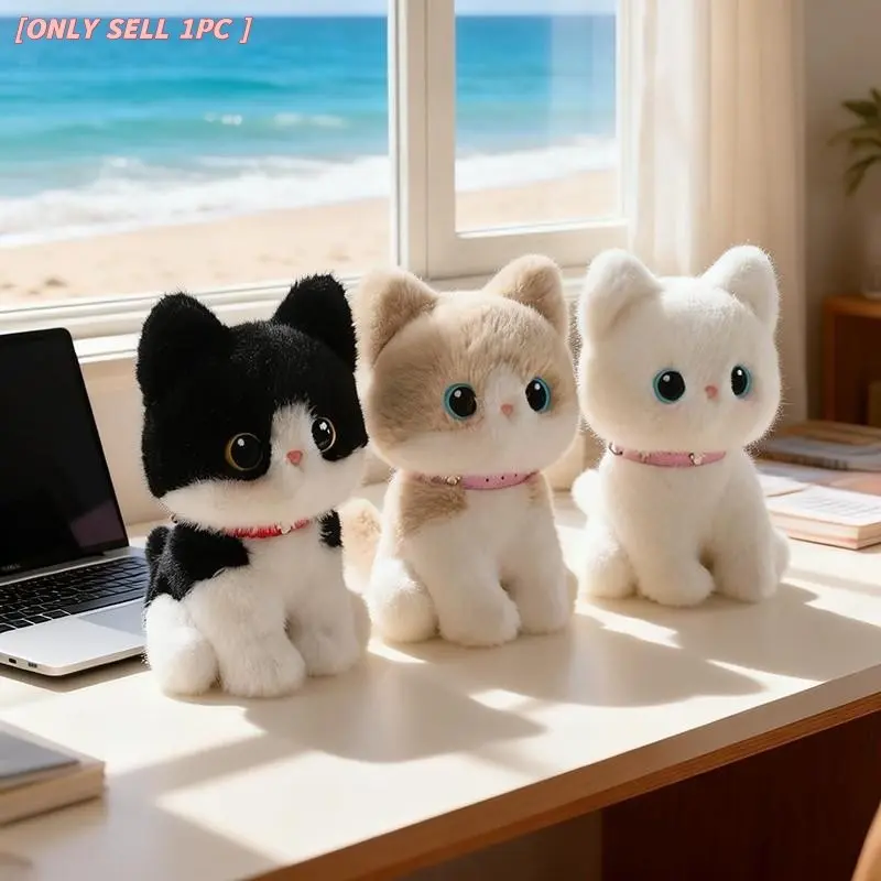 20cm/7.87in Big Eye Cat Plush Toy, Cute Sitting Kitty Stuffed Animal, Extra Soft Fluffy, Ultra Soft Fluffy Cat Doll, Kawaii Cat Lover Gift, Emotional Support Plush, Desk & Bedroom Decor, Stress Relief Companion, Holiday & Birthday Gift