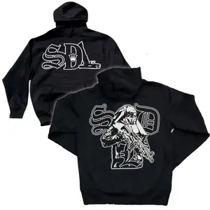 Graphic Hoodie SDLHoodie Trendy Streetwear Full Print Zip Up Hoodie, Retro Pattern Unisex Fashion Outerwear for Men Women, Casual Oversized Urban Style Jacket, Y2K Street Fashion Hoodie