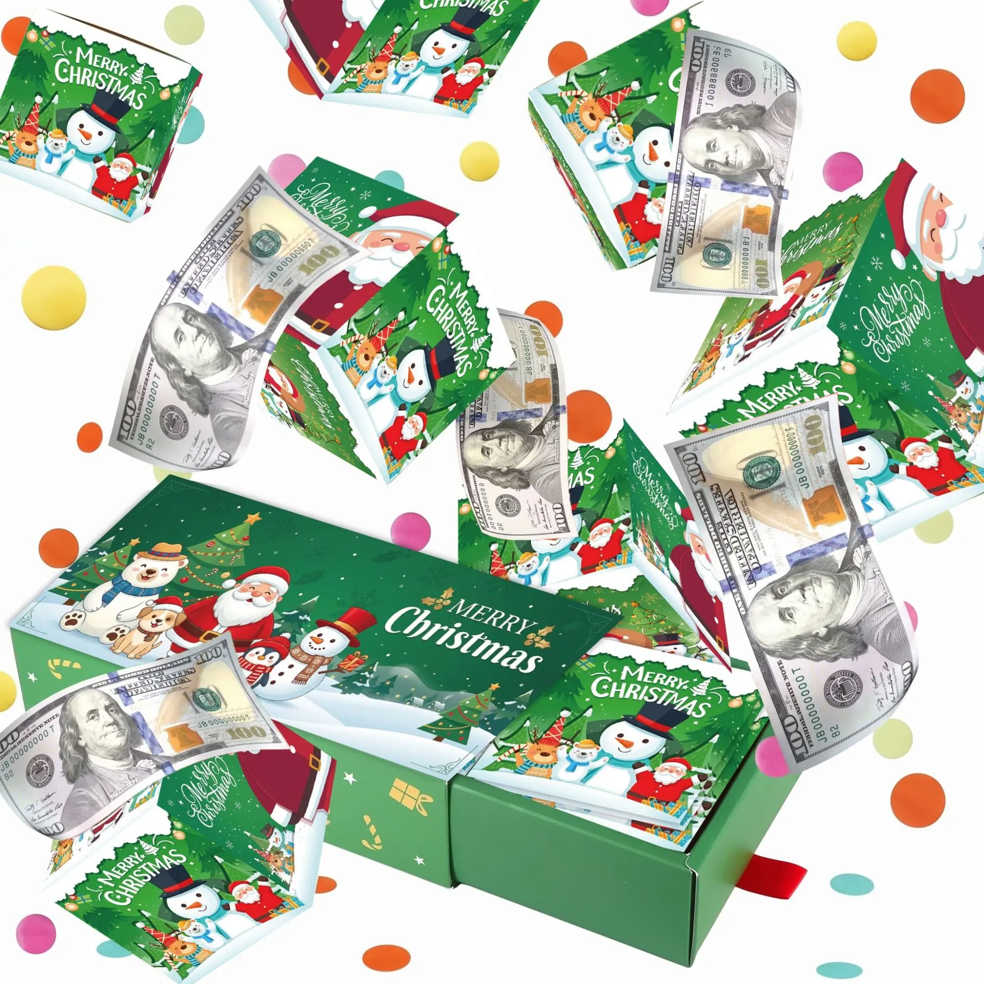 1Set Christmas Santa Snowman Explosion Surprise Gift Box DIY Funny Surprise Money Box Great Holiday Present for Christmas Birthday Valentine’s Day Gift for Family Friends Couples