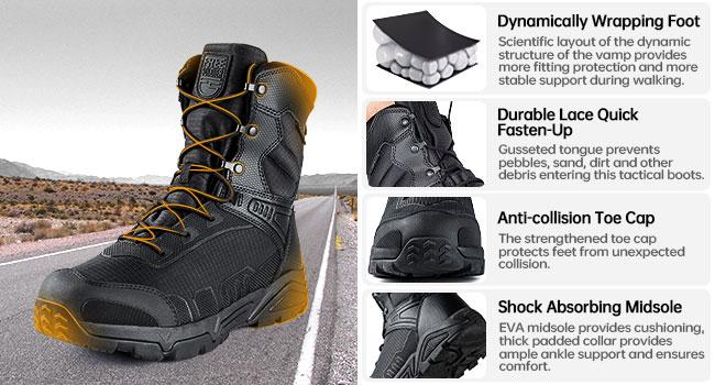 FREE SOLDIER Men's Military Tactical Boots Waterproof Hiking Work Boots Durable Combat Boots