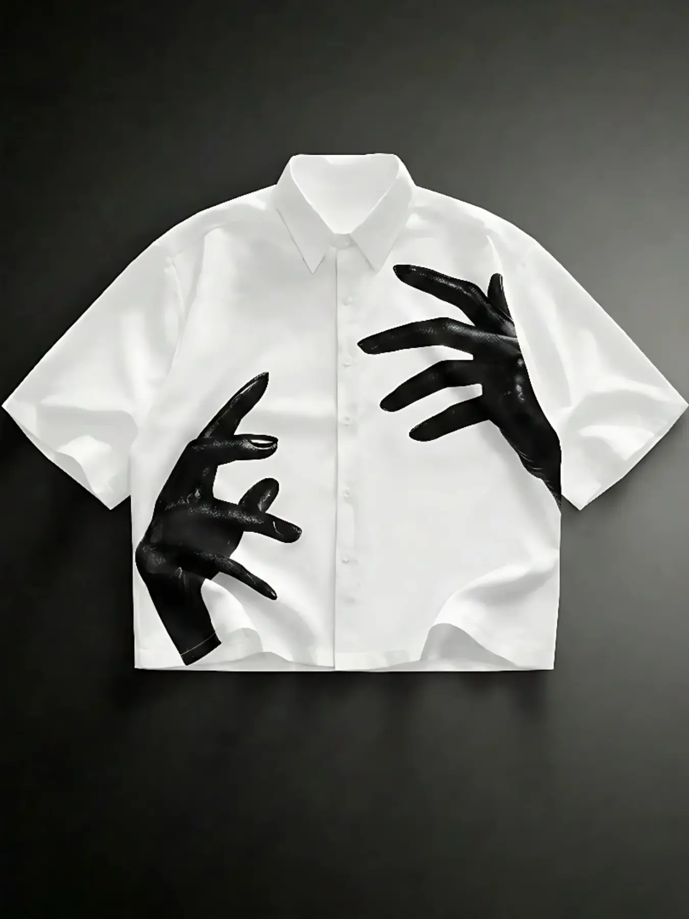 Men's Fashion Short Sleeve Blouse, Creative Handmade Graffiti Print, Comfortable Fabric, Loose Fit, All Seasons Wear