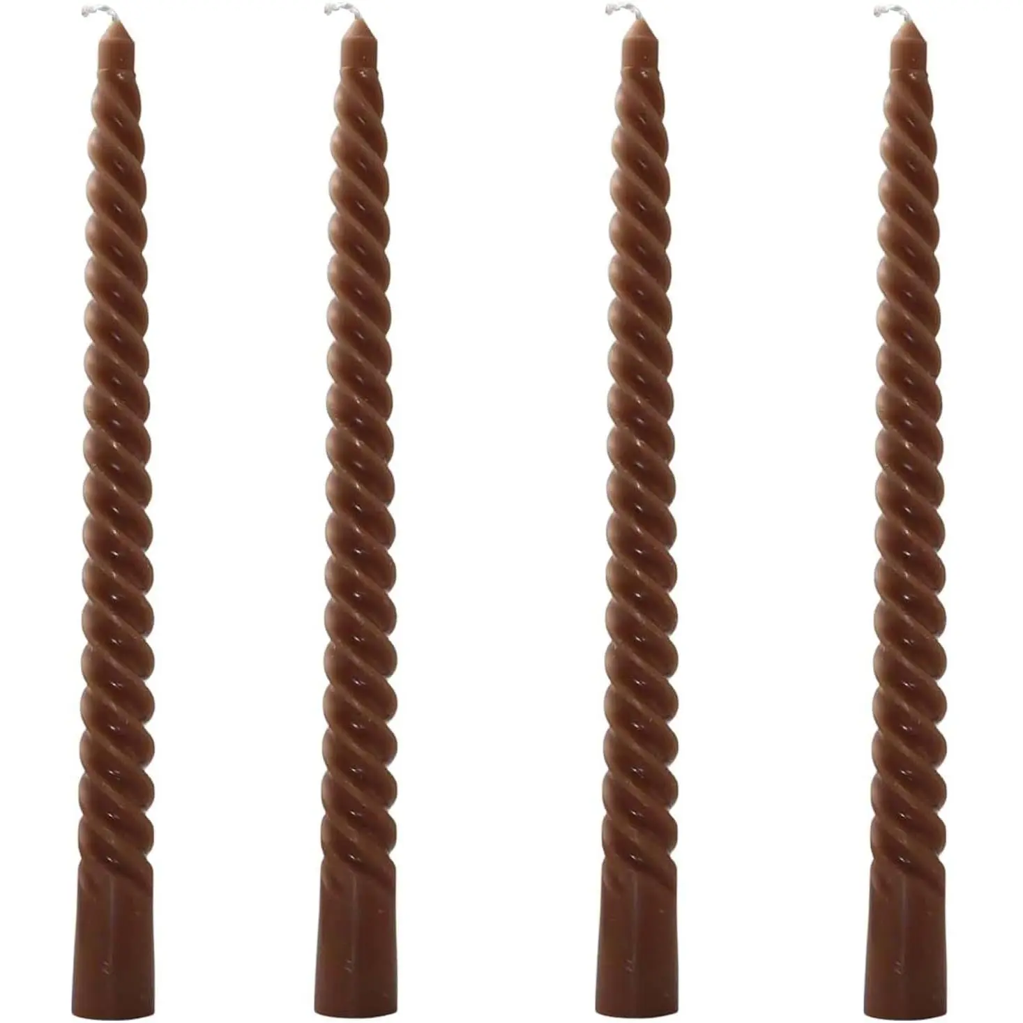 4 Pack 10 Inch Gradient Color Spiral Taper Candles for Wedding,Birthday,Christmas and Spring Home Decoration, Kitchen Twisted Candlesticks for Dinner Halloween,Thanksgiving, Brown 10 in
