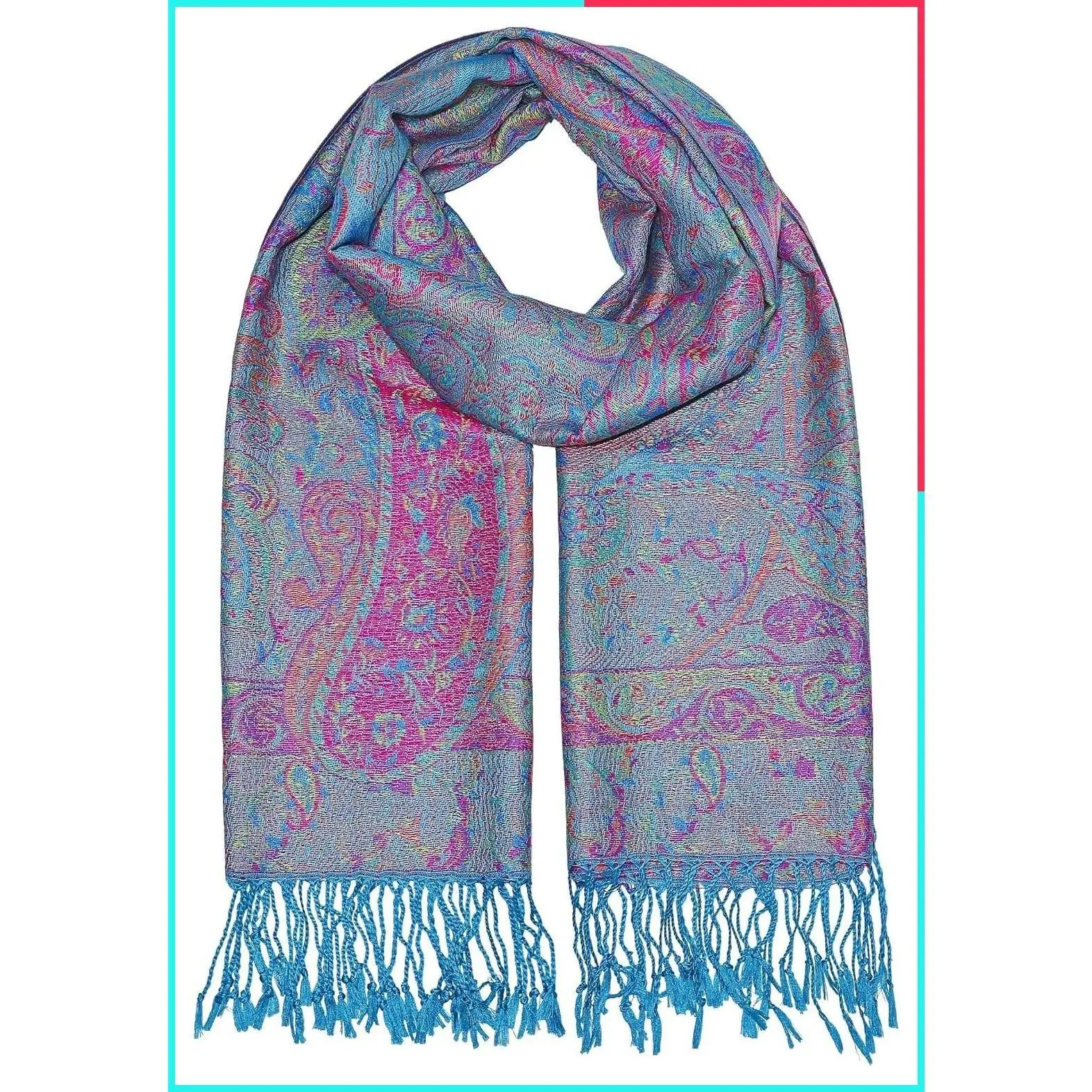 Women's Reversible Paisley Pashmina Scarf Wrap - Soft All-Season Fabric, Perfect for Festivals, Weddings & Evening Dress, One Size