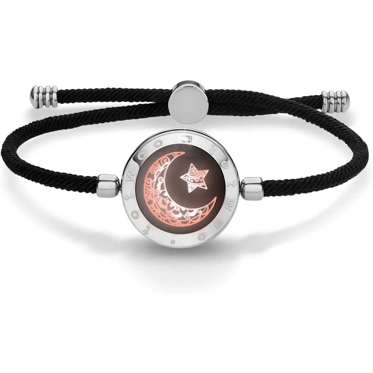 Unisex Couple Bracelets, Modern Sun & Moon Design with Adjustable Synthetic Rope, Smart Touch Light Up & Vibrate for Long Distance, App Controlled Gifts for Adults, Couple Gifts For Adults
