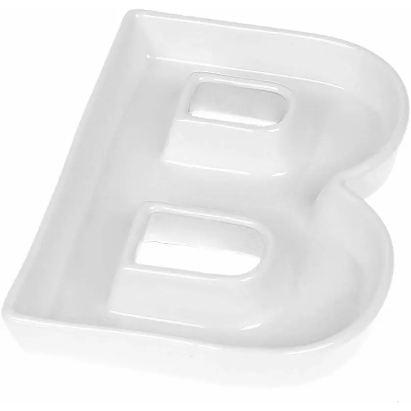 Ceramic Small Letter B Dish & Plate, Candy Nuts Serving Tray for Wedding Party Decor