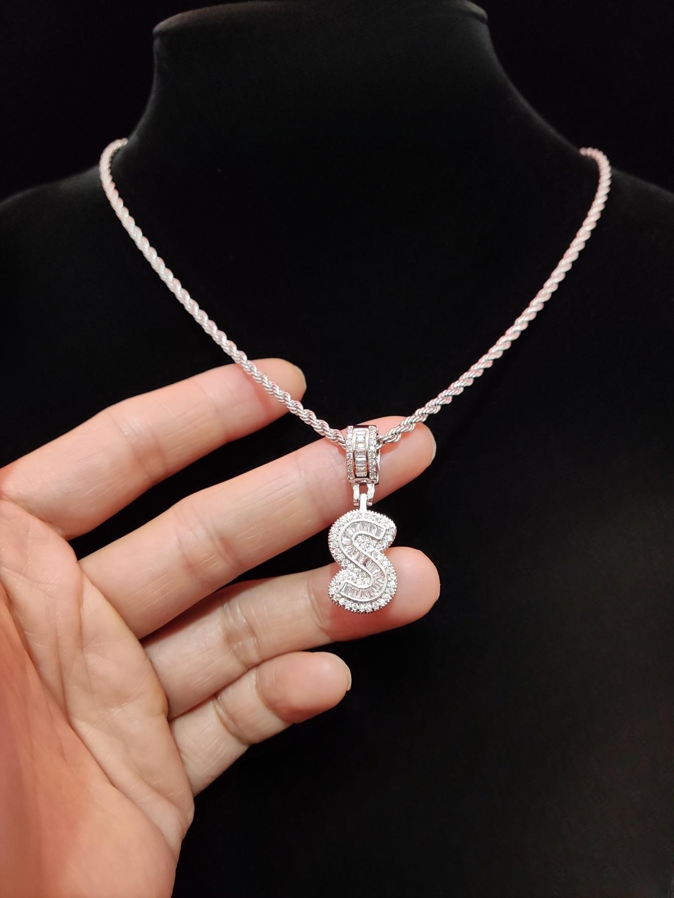 Artificial Zircon Letter Pendant & Chain Necklace, Fashion Jewelry for Party, Daily Clothing Decor, Trendy All-match & Exquisite Jewelry for Birthday Gift, Initial Necklace Jewelry