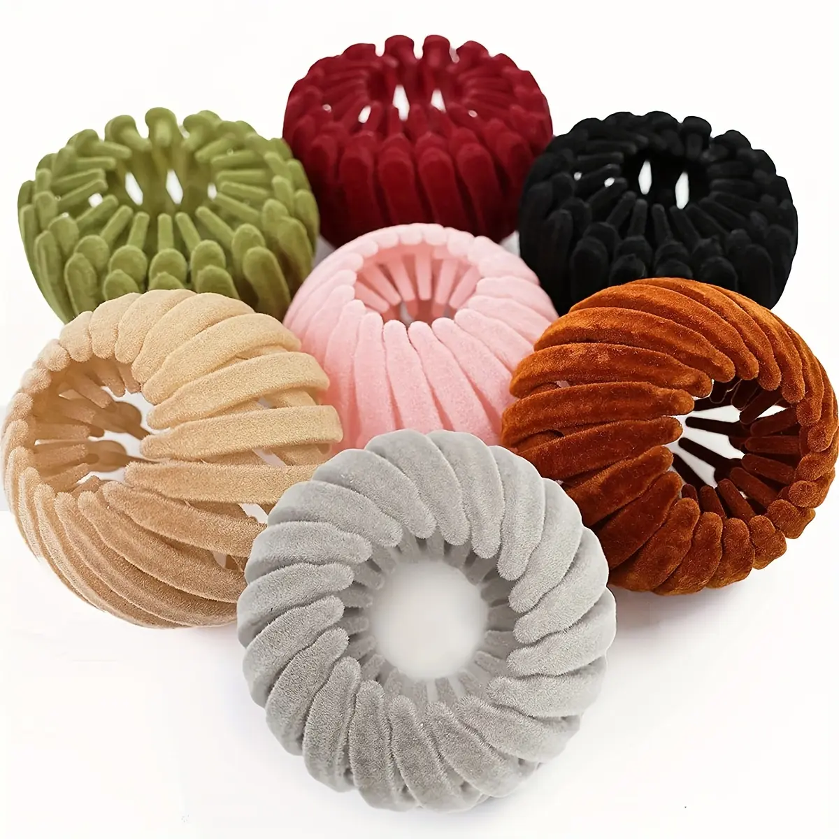 7pcs Women's Velvet Surface Expandable Bird Nest Magic Hair Clip Ponytail Holder Hair Accessory Lazy Bun Fixing Pinned Up Hair Styler