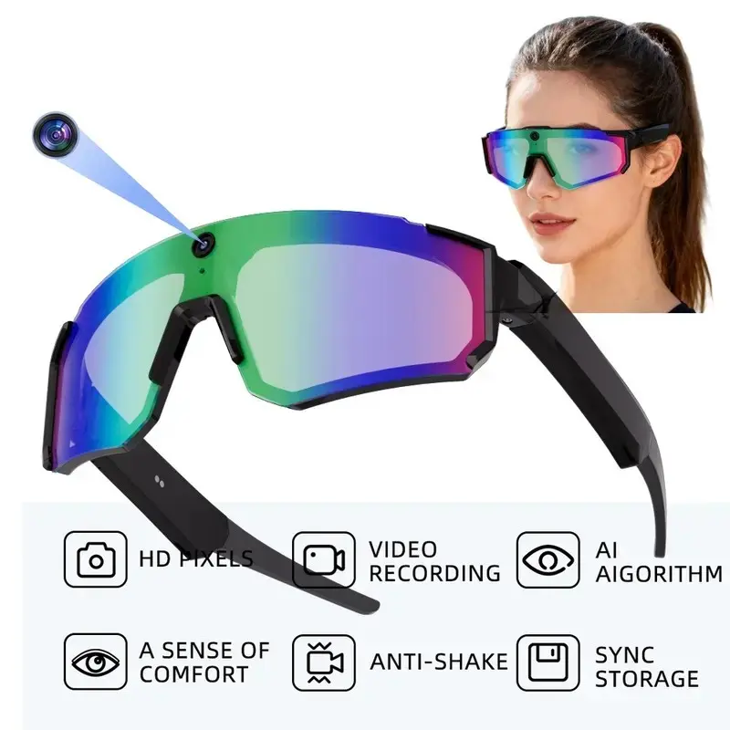 Multi functional motion intelligent eyes, 8MP HD Video Recording, 4G Memory Build-in Storage(No SD Card Needed), Bluetooth Call ,Music Control ,AI Translation, 260Mah Battery, IP64 Waterproof, Smart Sunglasses, Sunglasses With Cameras
