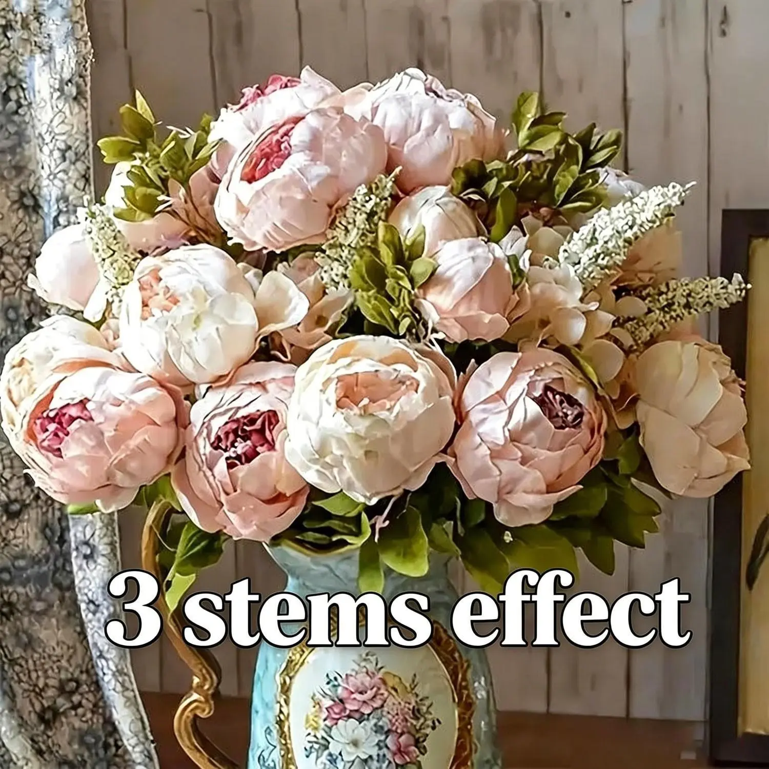 Three-piece imitation peony flower arrangement, artificial silk flower ornaments, Artificial Flower Bouquets, ideal for home interior decoration, suitable for Mother's Day, wedding anniversary, or wedding banquet arrangements