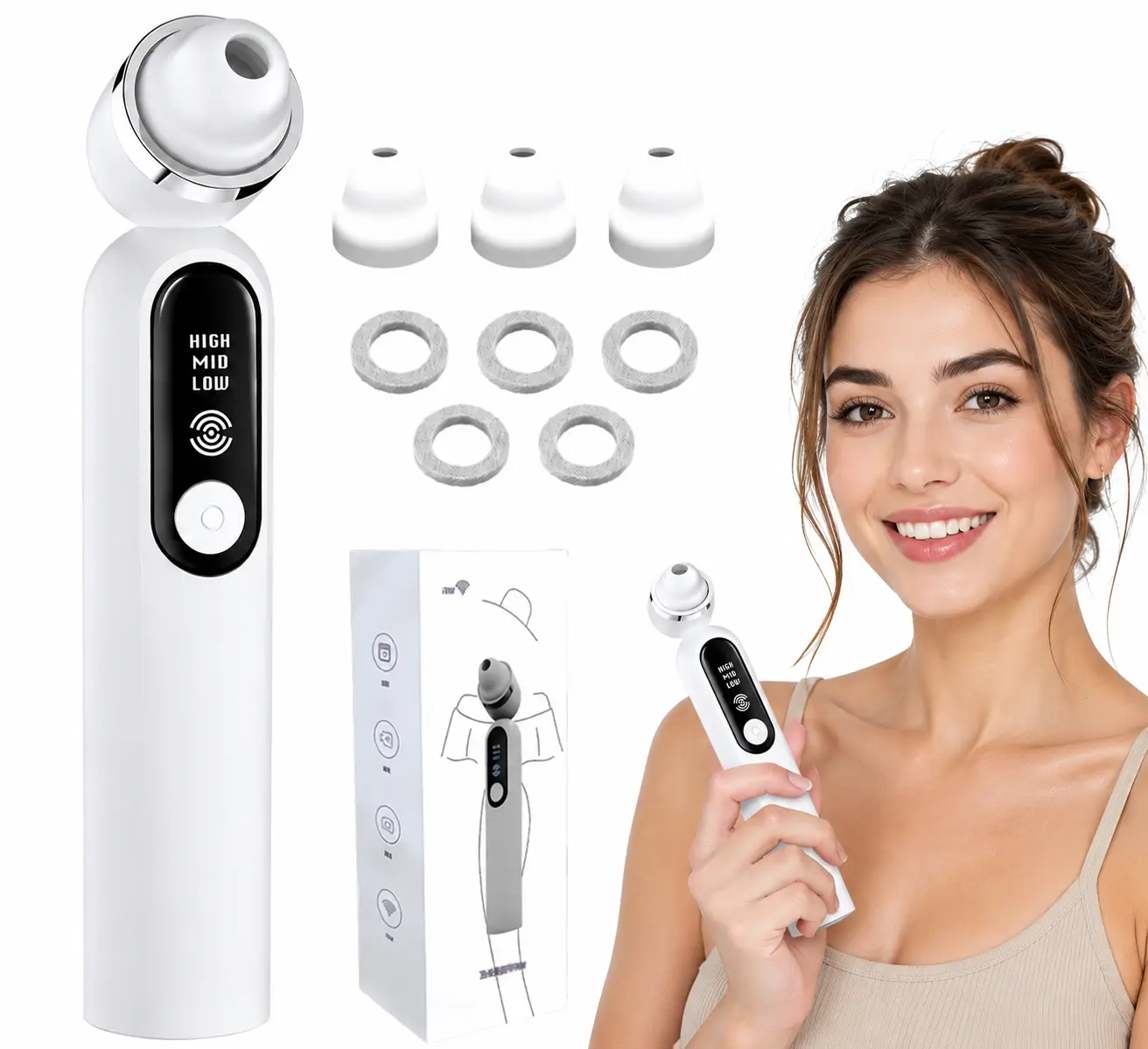 Visible Blackhead Remover Vacuum - Cordless Rechargeable Facial Pore Cleanser Kit, 1 Unit Electric Face Care Tool with 3 Attachments for All Skin Types, Deep Cleansing, Pore Removal, Portable Beauty Device