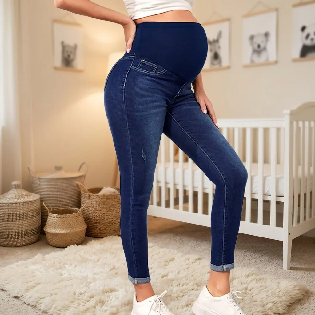 MUSBUY Over Belly Maternity Jeans with Adjustable Waistband, Stretch Slim Fit Pregnancy Denim Pants for All Trimesters & Postpartum clothing apparel