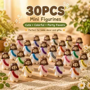 30pcs Little Jesus Figures, Mini Jesus Figurines in Bulk, Multicolor Tiny Jesus Figures, Religious Gifts for Easter Egg Stuffers