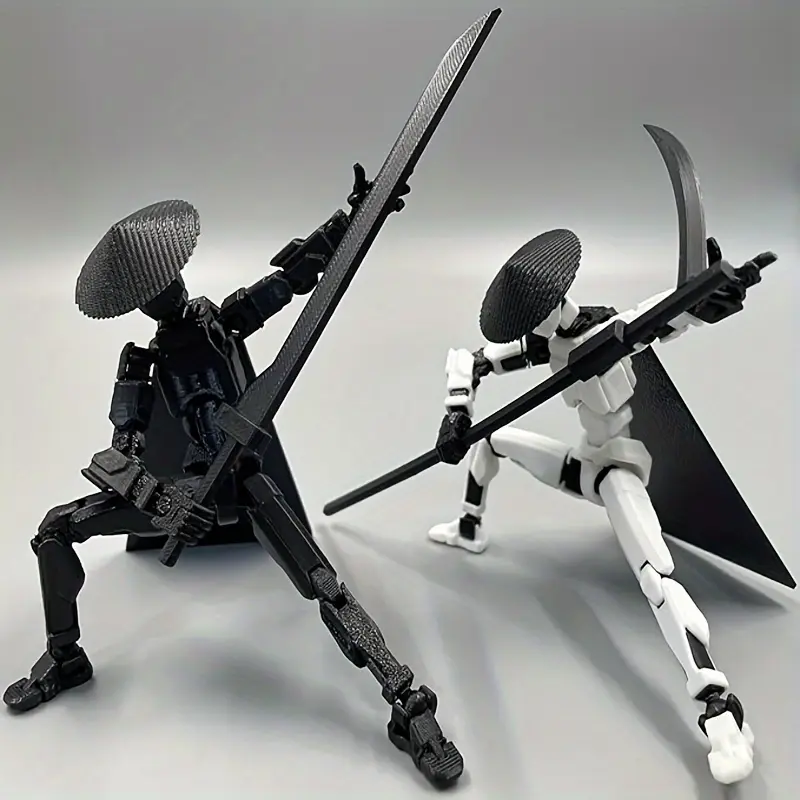 T13 Assembled 3D Printing Robots - 13 Types of Action Dolls - T13 Collector'S Edition Movable Dolls - Hinges - Suitable for Collectors' Desktop Decoration in Black And White