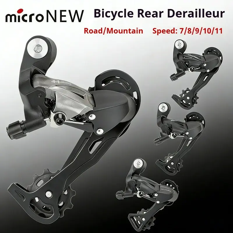 microNEW Rear Derailleur 7-11 Speed, Shimano Compatible MTB/Road Bike Derailleur for 21/24/27/30 Speed Bicycle Drivetrain Modification
