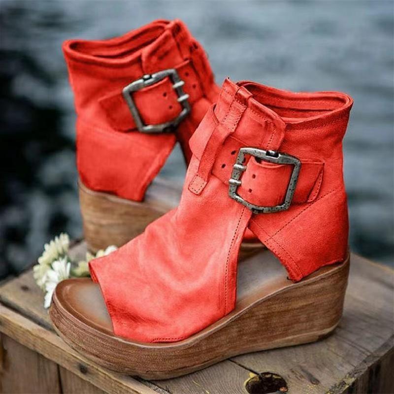 Espadrile Peep Toe Wedge Sandals - Women's Casual Hollow Out Design, Buckle Decor, Flatform, Beach Party, Daily Clothing Decor kitten heels
