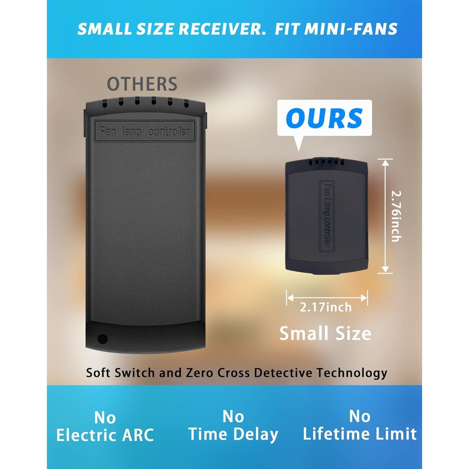 2 Pack Universal Ceiling Fan Remote Control Kit - 3-in-1  Mini Remote with Speed Control, Light  & Timer for Hunter, Honeywell, Harbor Breeze & Other Major Brands