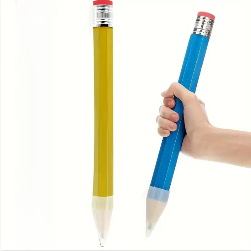 2-Pack 13.78-Inch Giant Drawing Pencils with Eraser, Wooden Art Supplies for Artists and Students, School Office Essentials, Stationery Writing Tools, Random Colors