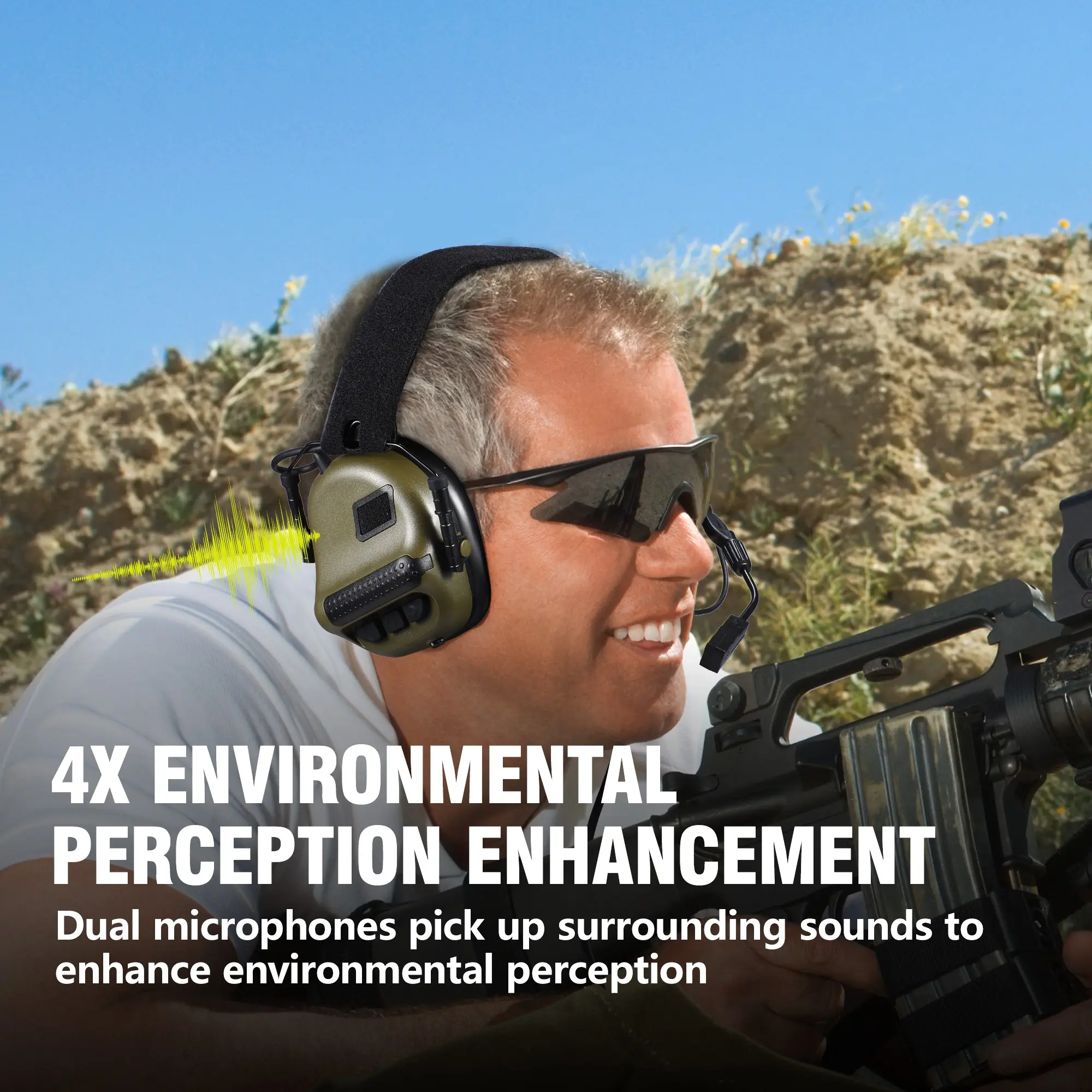 Foldable Tactical Noise-Canceling Headphones, 360° Rotatable, Ideal for Shooting/hunting, Space-Saving Design, Comfortable Fit
