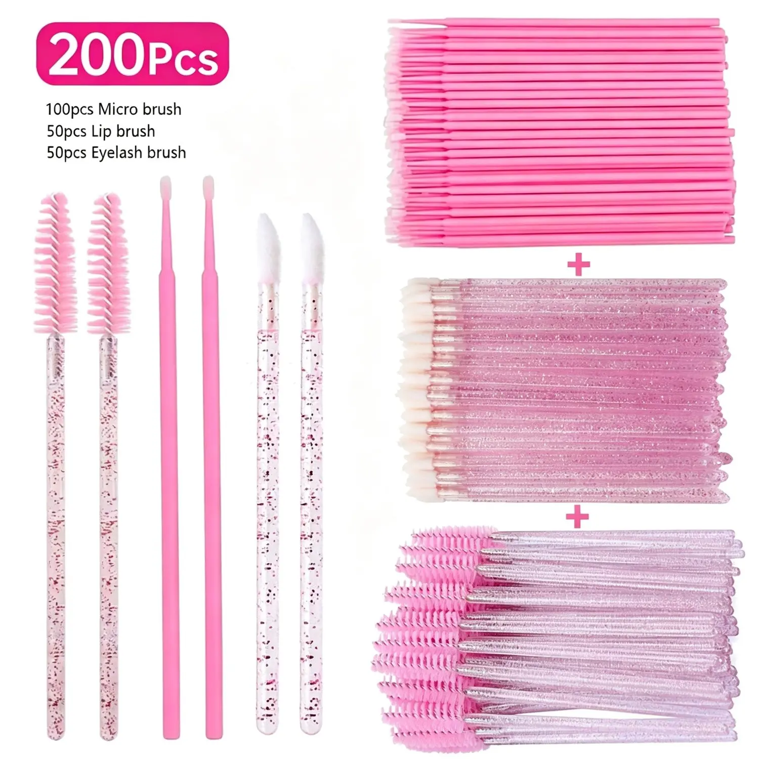 ✨200/400Pcs Disposable Makeup Tool Set – Lip Brushes + Eyelash Brushes + Micro Swabs – Ideal for Lipstick, Eyeshadow, Eyelash Extensions & Nail Polish Application