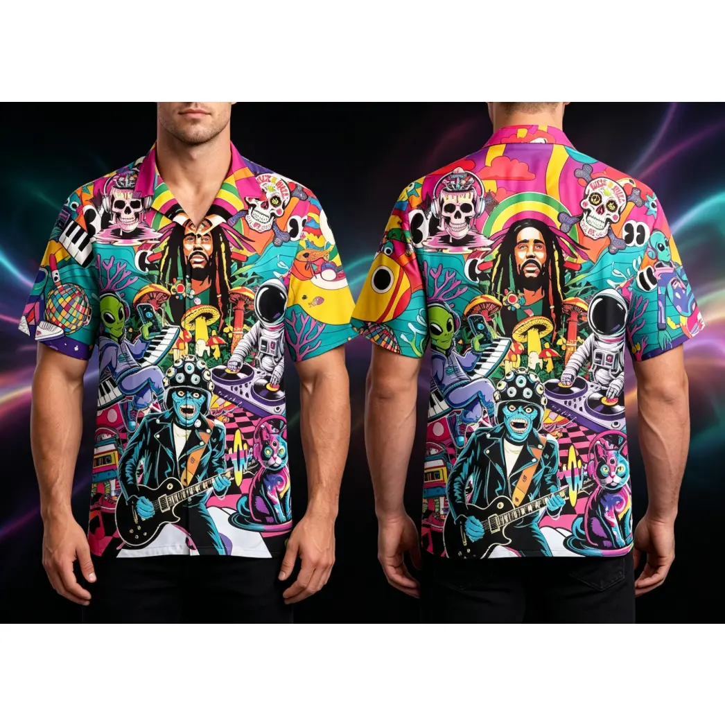 Hawaiian Shirt for Men, Music Alien Aloha Shirt, Colorful Rasta Art Shirt, Festival Party Summer Shirt #   TikTokMadeMeBuyIt #   TikTokShop #   Funny Hawaiian Shirt #   Summer Shirt #   Hawaiian Shirt