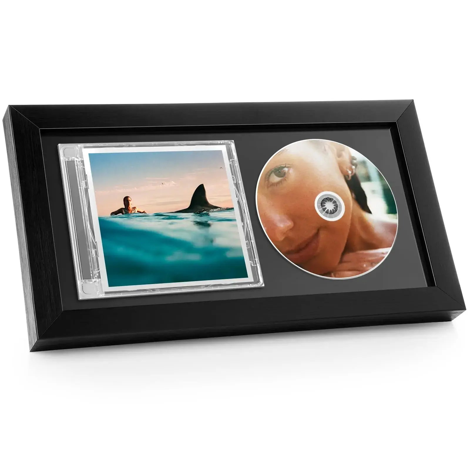 Vinyl Record Frame, 8x16 CD Storage Display Case, Wooden Album Cover Holder, Ps Dust Proof, Includes Random Photo Paper, Decor