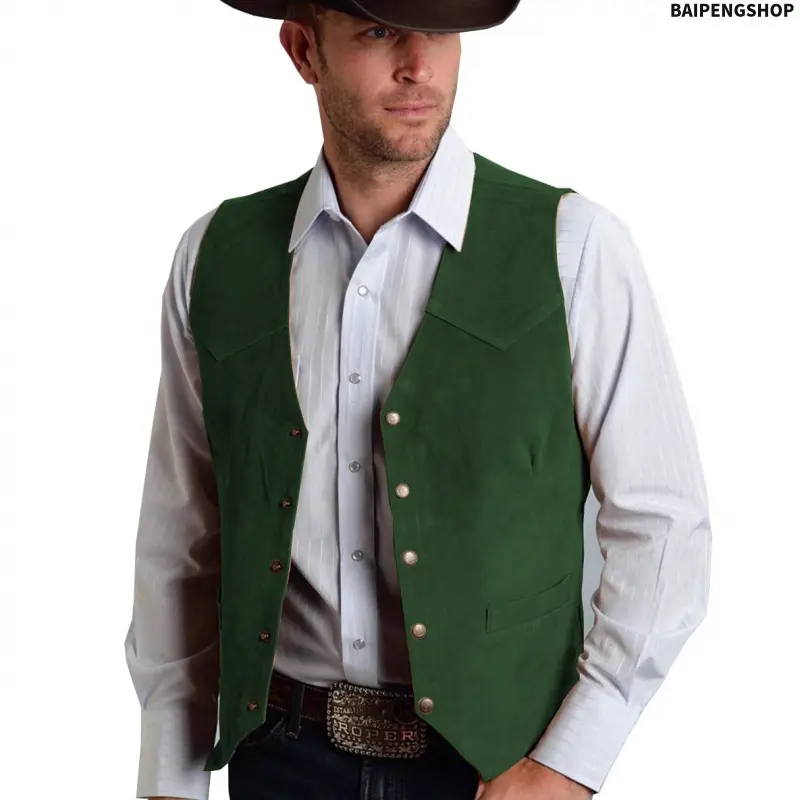 Menswear Herringbone Pattern Waistcoat, Vintage Deerskin Velvet Vest, Slim-Fitting for a Wedding with Pockets and a Metal Buckle, Vintage Metal, Wedding Party, Dark Thread Sticker Bag, Retro