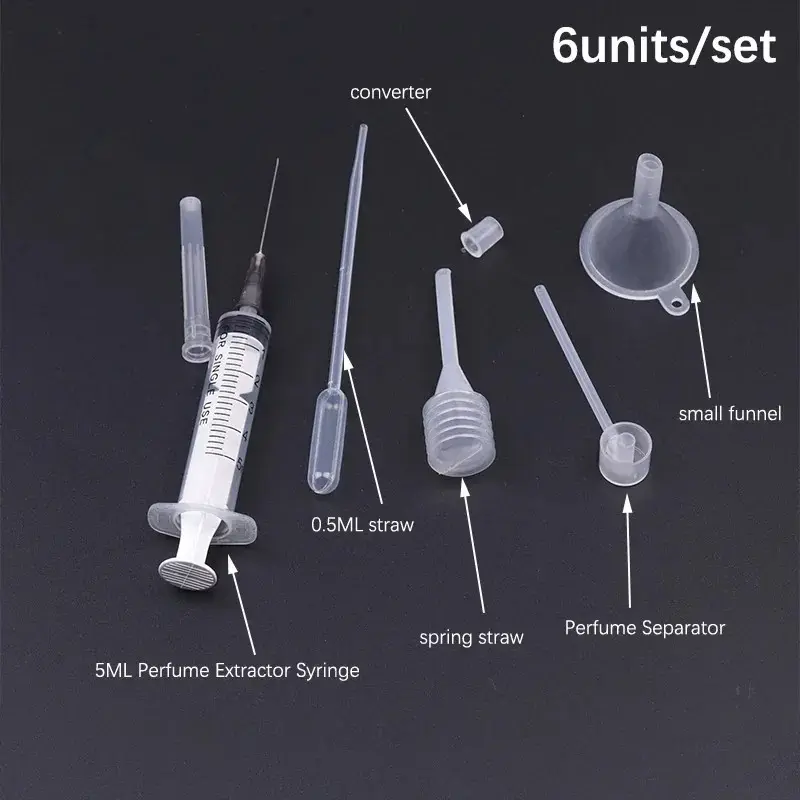 Diffuser Syringe Straw Perfume Refill Set, Plastic Dropper Funnel, Spray Dispensing Makeup Tools, 6 Units, Essential Cosmetic Accessories, Beauty Care Tool
