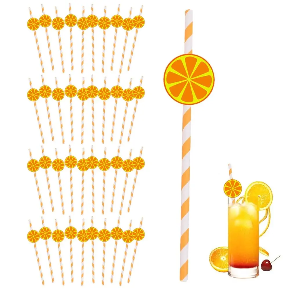 Lemon Shape Disposable Cute Drinking Straws, Striped Straw, Party Stripe Paper Straw Set, 10/20/40/50 Pieces, Ideal for Valentine's Day, Wedding, Birthday, New Year Party