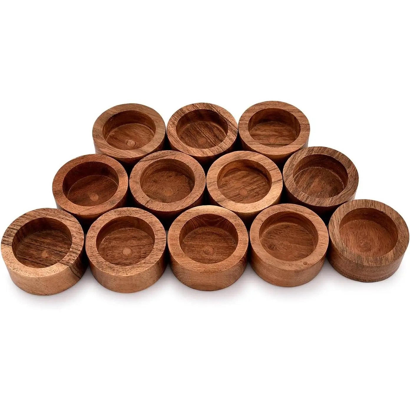 Acacia  Tealight Candle Holder for Wedding, Party, Birthday, Holiday,  Decoration (2.25" x 2.25" x 1"), (Set of 12)
