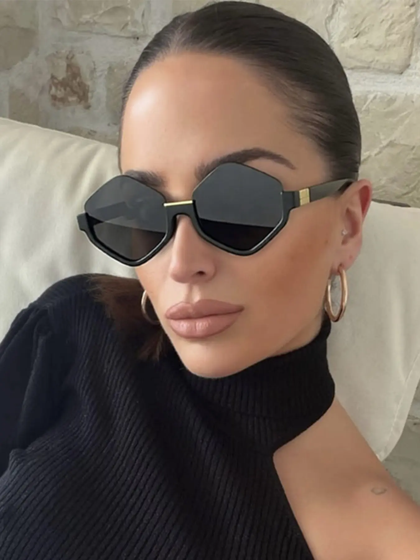 Polygon Women's Fashion Glasses, Vintage Square Style Accessories, Personalized Brand Designer Trendy Eyewear for Outdoor Activities and Daily Wear
