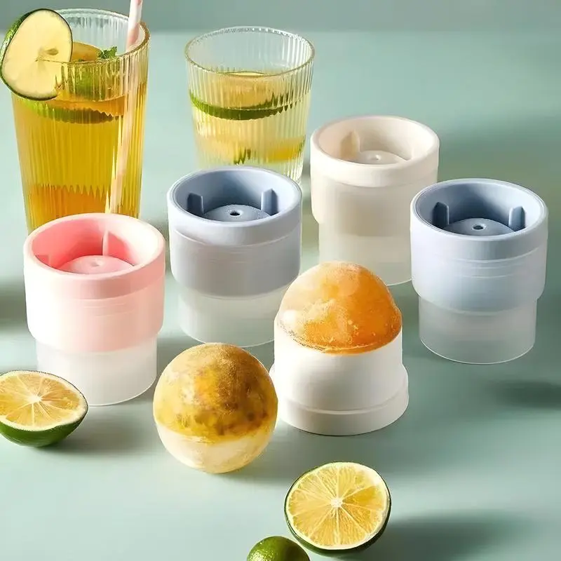 6-Pack Ice Ball Molds - 2.5" Large Spherical Ice Cube Trays for Whiskey & Cocktails, Reusable Silicone Freezer Mold for Cold Drinks, Baby Food, Hockey Puck Ice Home Bar Accessories